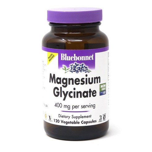 블루보넷 마그네슘 글리시네이트 400mg 베지터블 캡슐 글루텐 프리 비건, 120개입, 1개