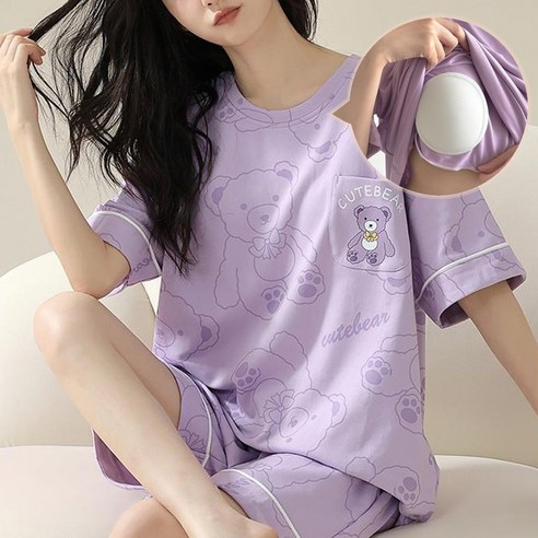 여름밤의 꿈결같은 휴식, 루지 파자마 세트와 함께 캡내장잠옷