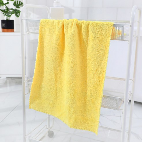 코랄 벨벳 테두리 수건 흰색 세수 수건 부드럽다 흡수 선물 가정용 잘 퇴색, 35x75, 밝 은 황색