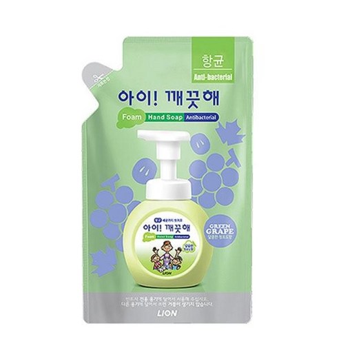 [메가마트]아이깨끗해 폼 핸드솝 달콤한 청포도향 리필용 200ml, 1개