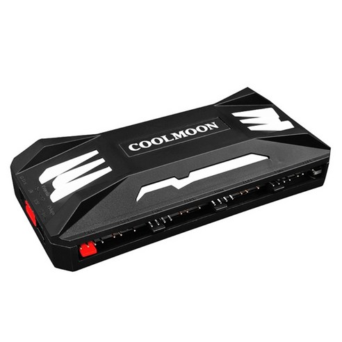 COOLMOON ARGB 팬 인텔리전트 컨트롤러 무선 PC 냉각 섀시 팬 허브, 검은색