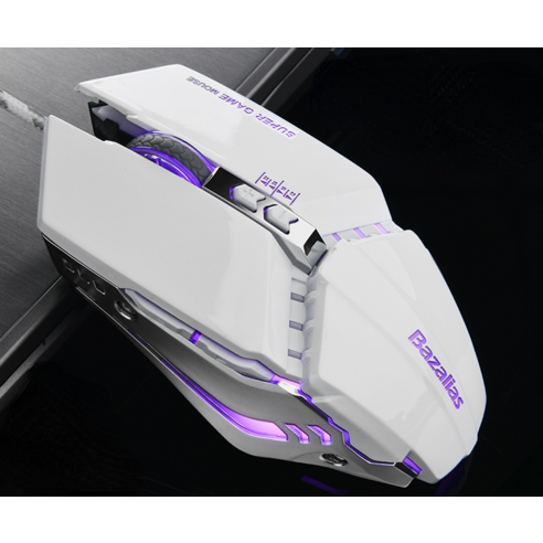 YJQ 케이블 마우스 게이밍 전용 e스포츠 PC 데스크톱 노트북 가정용 리그 오브 레전드 롤 배틀그라운드 롱라인 사이드키 메탈 내구성 증가, 흰색