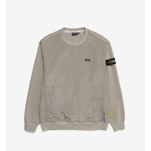 [국내매장판] 내셔널지오그래픽 남성용 우븐 배색 맨투맨 와펜디자인 베이지색상