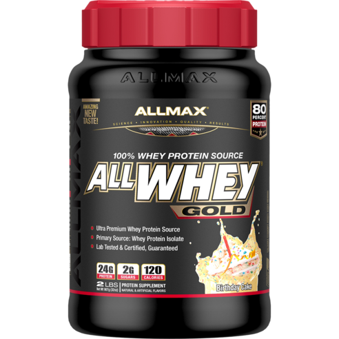 Allmax 올 웨이 골드 프리미엄 아이솔레이트 프로틴 블렌드, 버스데이 케이크(Birthday Cake), 907g, 1개