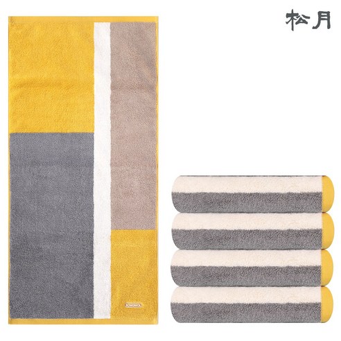 송월 컬러웨이 5장묶음 563GSM 180g 40x80cm 코마사30수, 5개, 옐로우