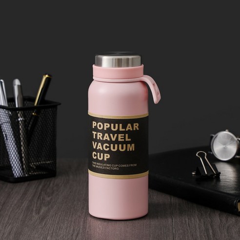 남성과 여성을위한 머그잔 스테인레스 스틸 비즈니스 컵 티 컵 대용량, 핑크, 500ml