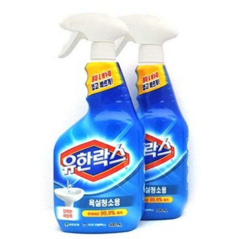 유한락스 욕실청소용 1+1 거품 500ml 주방 욕실 살균 소독 냄새 악취 청소, 2개 유한락스곰팡이제거제900ml Best Top5