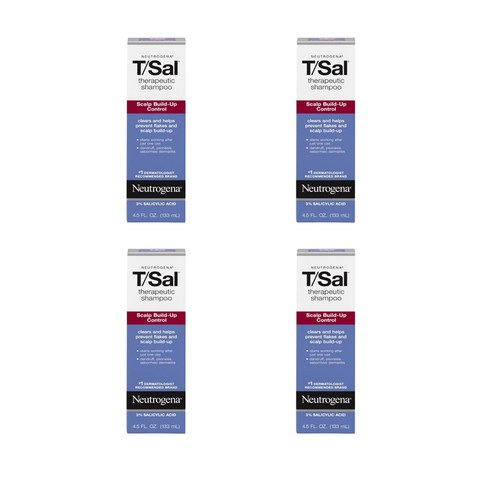 뉴트로지나 T 살 테라퓨틱 샴푸 두피 빌드-업 컨트롤, 4개, 133ml