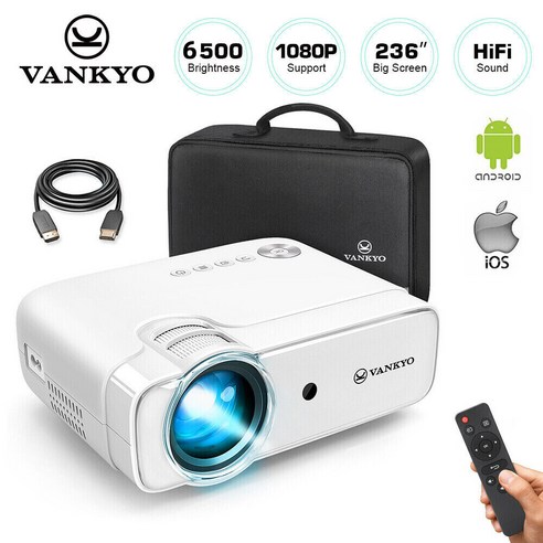 [관부가세포함] VANKYO 스마트 프로젝터 돌비 4K 1080P 5G 와이파이 블루투스 비디오 홈시어터 HDMI Perfor, 430(6500LM,1080p,NO wifi)