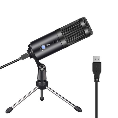 YJQ 라이브 스트리밍 방송 USB 마이크 유명한 블로거 같은 단락 마이크 게임 가라오케 유튜브 스트리밍 녹음, Black