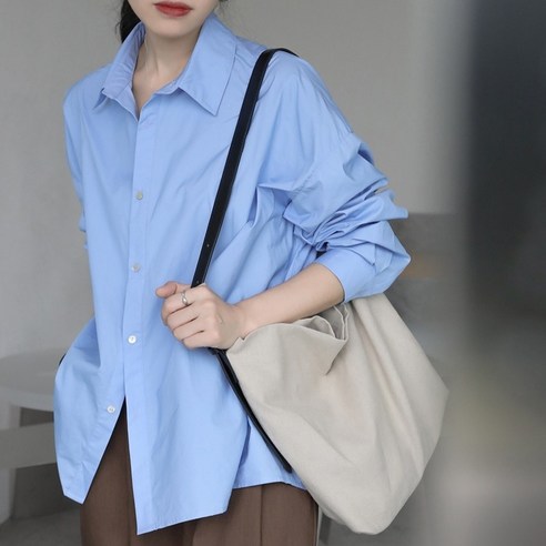 쪼예 봄 가을 클래식 루즈핏 긴팔 셔츠 블라우스