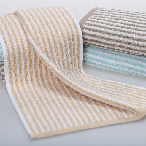 스트라이프 세안 남녀 가정용 부드러운 흡수 순면 수건, GA1047 베이지, 68*34cm