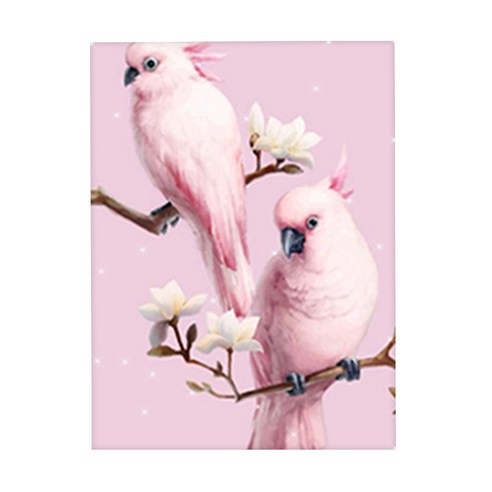 오늘의오브제 DIY 보석십자수 패브릭 원단형 35x25cm, 2_39_핑크빛 잉꼬, 1개