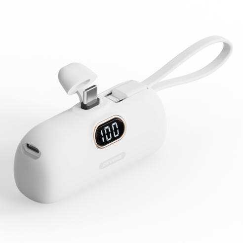 디버스 일체형 미니 5 000mah 도킹형 + 케이블 2in1 잔여배터리 확인 아이폰 갤럭시 보조배터리, 도킹타입-라이트닝8핀 / 케이블타입-C타입, 블랙