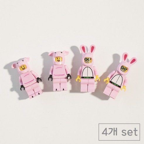 84x84 인테리어 레고 현관문 냉장고자석 마그넷, 핑크토끼돼지4p