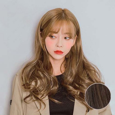 가발매니아 리치펌 글램루즈 5헤어피스 49cm 똑딱이 붙임머리 (제디원사), 모카브라운, 1개