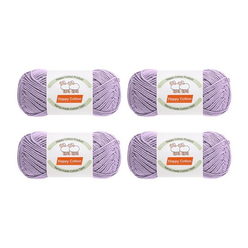 울클럽 대용량 해피코튼 뜨개실 100g 4볼 (총 400g), 741 라벤더, 4개