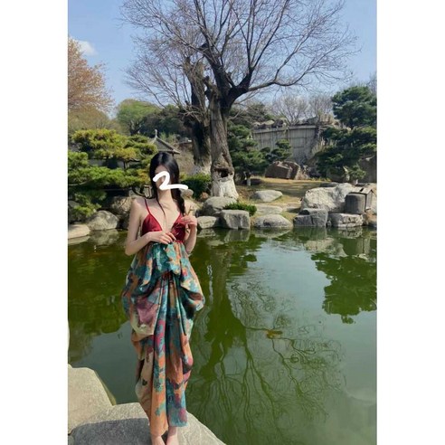 썬드레스 비치 신혼여행 발리 리조트 해변원피스 룩