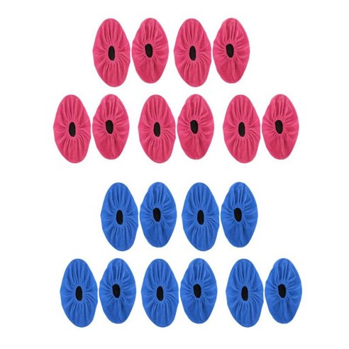 프리미엄 오버슈즈 10켤레 방수 빨 재사용 가능 비 오버슈즈, 블루 핑크, 30.2x10.4cm, 플란넬