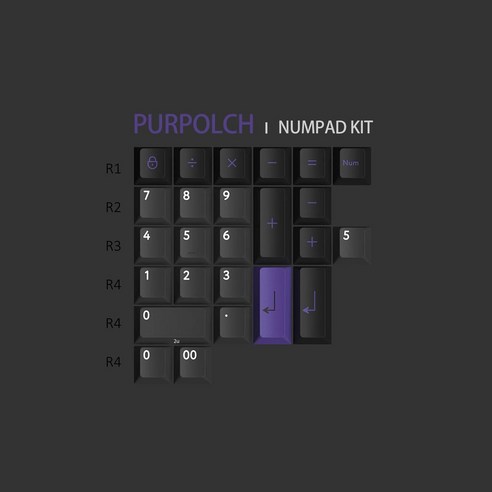 PBTfans Purpolch 넘버패드 스페이스바 인터내셔널 키트 체리 프로필 더블샷 MX 스위치 및 스타일, Numpad