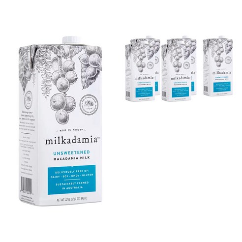 무이즈뭇밀카다미아 마카다미아 밀크 언스위튼드 비건, 946ml, 1세트, 6개
