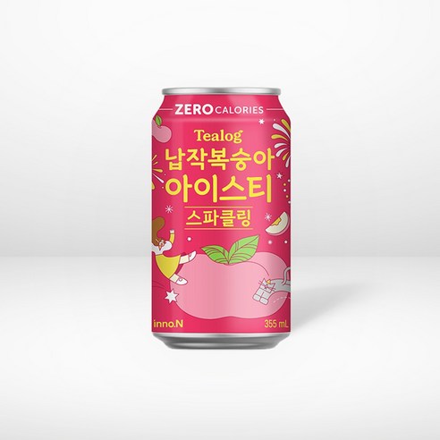 티로그 제로칼로리 납작복숭아 아이스티 스파클링, 18개, 355ml