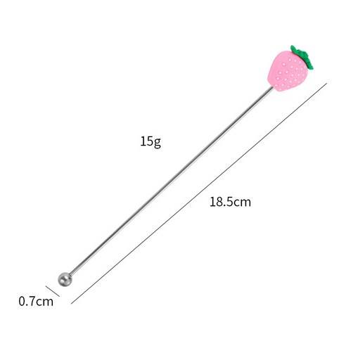 신형 304 스테인리스 스틸 아이스 스푼 23cm 믹서 스푼 긴 손잡이 꿀 스푼 조정 스푼, 핑크 딸기. - 믹서봉.