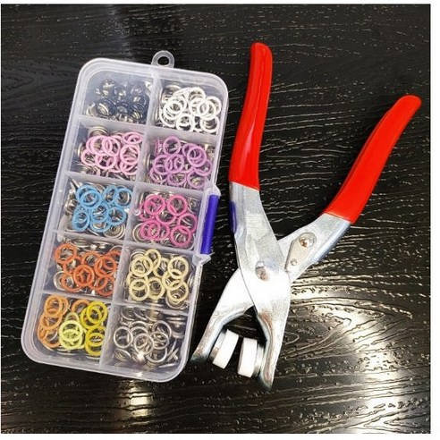 만능 DIY 똑딱이단추 달기 풀구성 세트 똑딱이펀칭기+단추100개+단추케이스, 실버스냅단추풀세트, 1세트