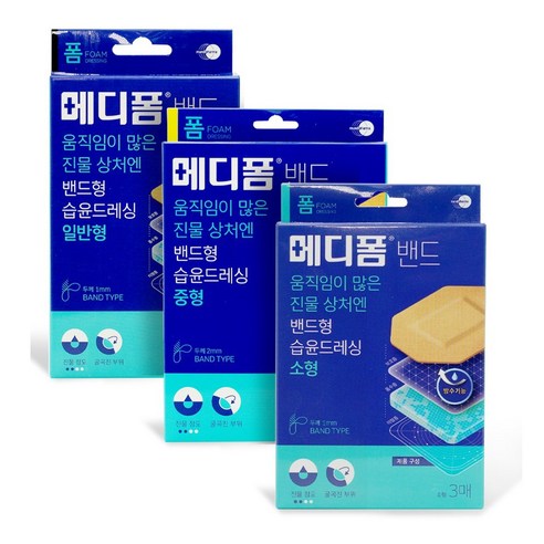 메디폼밴드 밴드형 습윤드레싱 3종세트, 메디폼밴드 소형3매+중형3매+일반형7매