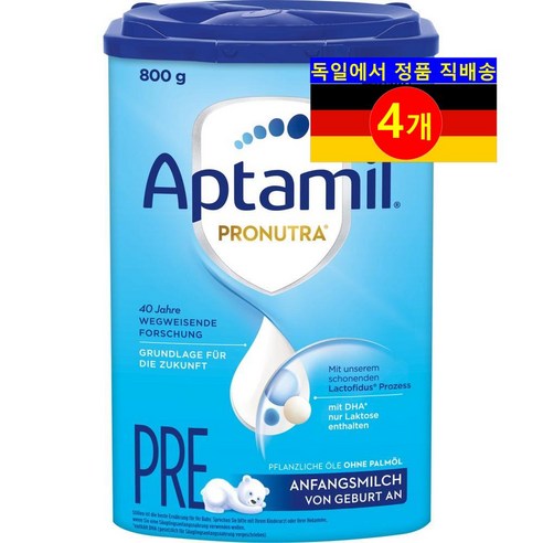 Aptamil 압타밀 0-6개월 유아용 프로뉴트라 프리 1단계 프레 분유, 4개, 800g