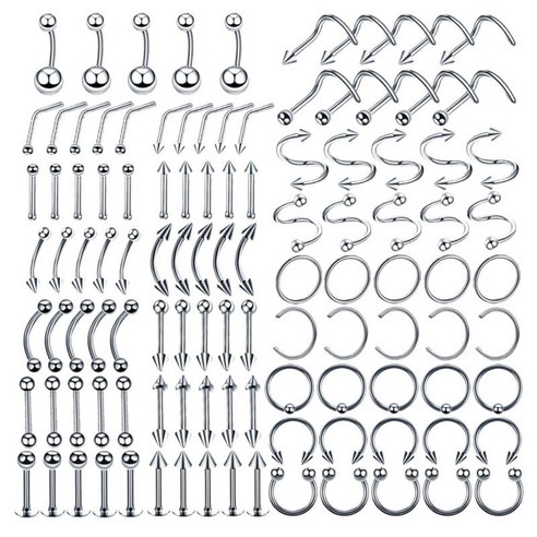 100x 많은 배꼽 귀 코 tragus 바벨 여성용 8mm/10mm