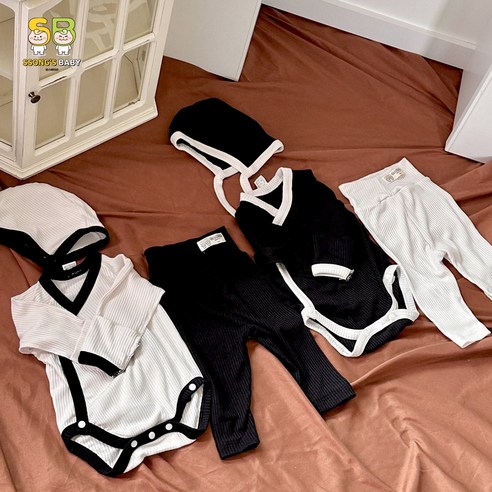 흑백의 조화, 섬세한 감각: 쏭스베이비 신생아 배냇 3종 세트 리뷰 쏭스베이비