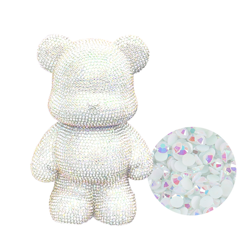 하루클래스 3D 보석 십자수 DIY 구슬 비즈 캐릭터 액세서리 만들기, 곰돌이 저금통, 1개, 화이트