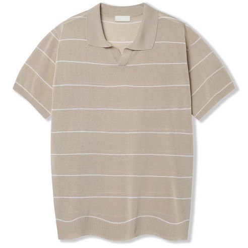 일루소 하프 오픈 카라 반팔 니트 티셔츠