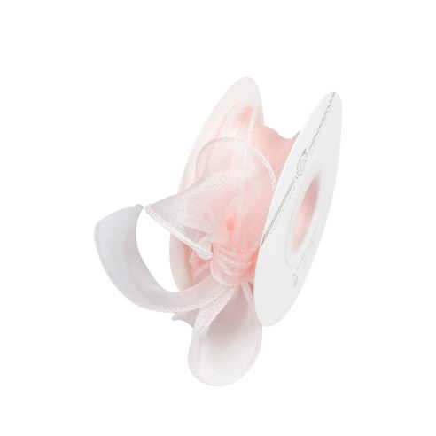디어플레이스 쉬폰 리본끈 오간디 포장끈 4cm, 1개, 9m, 06 크림핑크