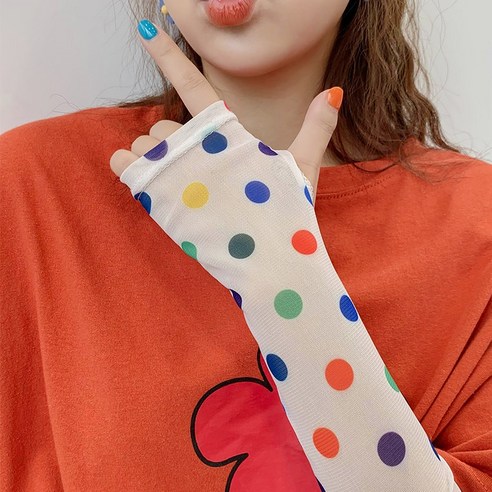 DFMEI 자외선 차단제 여성용 UV 보호 확장 여름 아이스 실크 남성용 팔 보호대 슬리브 아이스 슬리브, DFMEI 컬러 도트