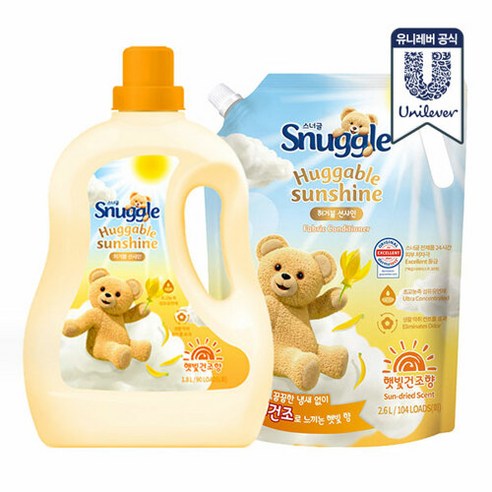 스너글 햇빛건조 섬유유연제 허거블선샤인 1.8L + 2.6L, 단품없음