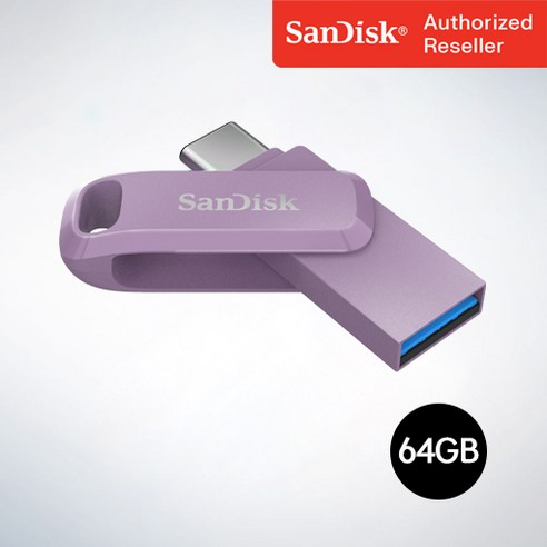 샌디스크 USB 메모리 Ultra Dual Go 울트라 듀얼 고 Type-C OTG USB 3.1 SDDDC3 64GB 라벤더퍼플, 1개