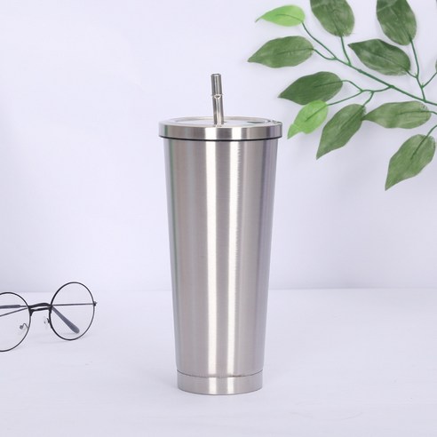 750ml스테인레스 스틸 밀짚 컵 더블 진공 커피 컵 보온컵, 스테인리스 스틸, 500ml