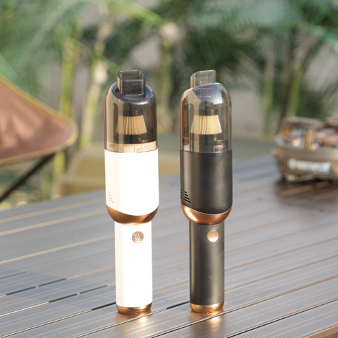 씨앤피 미니 휴대용 청소기 복합기능 청소+LED 플래시+보조배터리 핸디형 청소기, 블랙