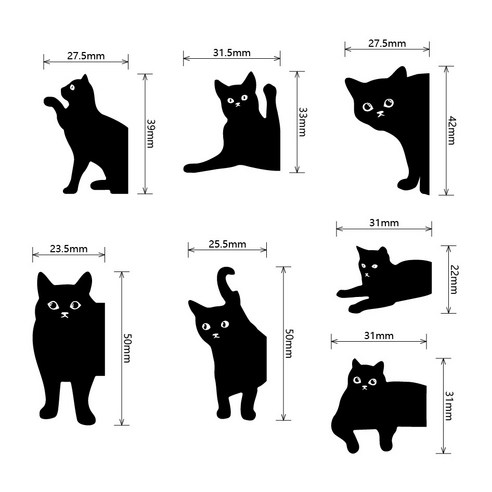 깜장 고양이 마그네틱 북마크 자석 북홀더 책갈피 세트, C, 1개, 블랙