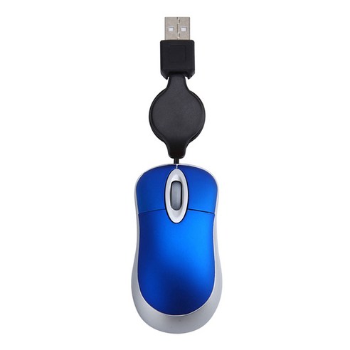 미니 USB 유선 마우스 개폐식 케이블 Tiny Small Mouse 1600 DPI 광학 소형 여행 마우스 Windows 98 2000 XP Vista Ve, 하나, 푸른