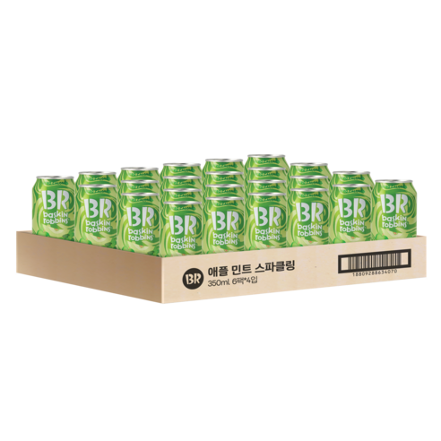 배스킨라빈스 애플 민트 제로 탄산, 350ml, 6개