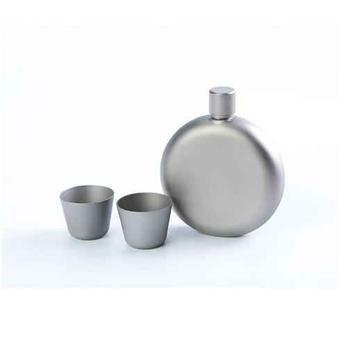 WJSHOP 150ml 야외캠핑 휴대용 티타늄 술병 세트(술잔/깔때기), 술병+술잔, 1개