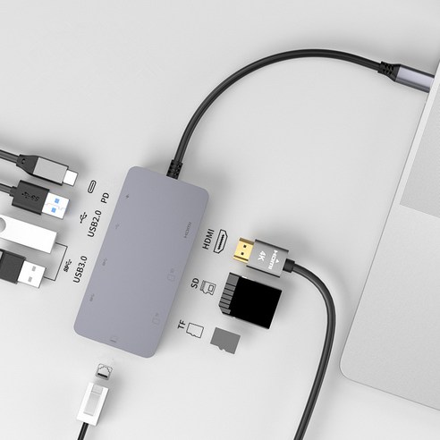 하나에 여덟 Type-C 노트북 USB 확장기 도킹 스테이션, 8 in 1