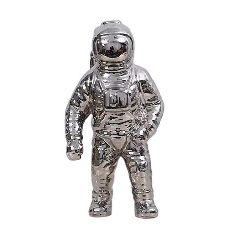 세라믹 동상 입상 우주 비행사 조각 귀여운 우주인 그림 장식 홈 선물 기념품 집, 실버