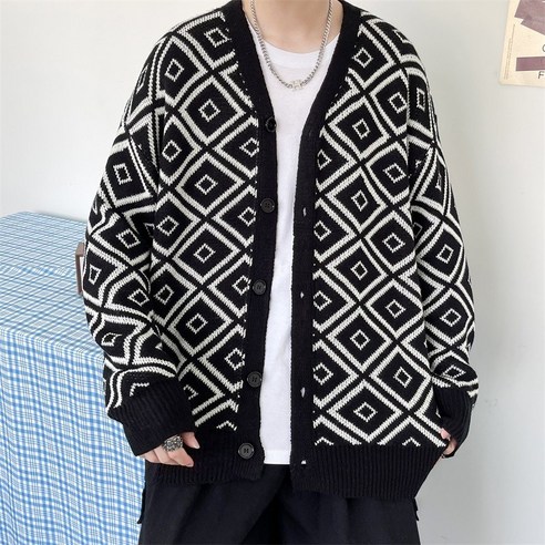 KORELAN마름모 기하학 패턴 스웨터