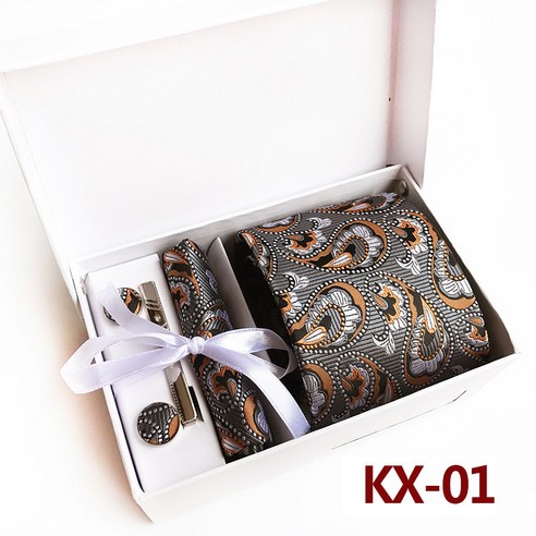 KORELAN 상무 행정 남성 넥타이 넥타이 넥타이 넥타이 넥타이 포켓 소매 넥타이 핀 6 세트 선물 상자 넥타이