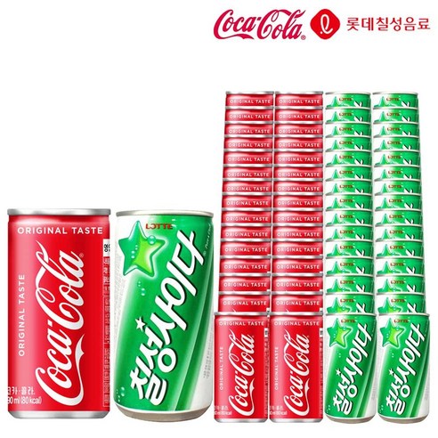 도컴 코카콜라&칠성사이다 190ml X 각(총) 업소용/콜라/환타/탄산음료/과즙탄산/미니/소캔, 1세트