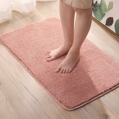 들어가다 깔다 단색 화장실 욕실 흡수 발판 침실 미끄럼 방지 카펫 가정용 화장실 입구 발판, 분홍색